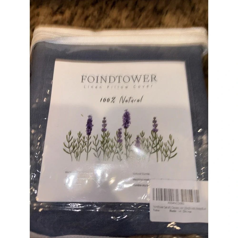 18x18 Foindtower Set of 2 BLUE  Linen Fringe Throw Pillow Covers‎ Cozy Boho